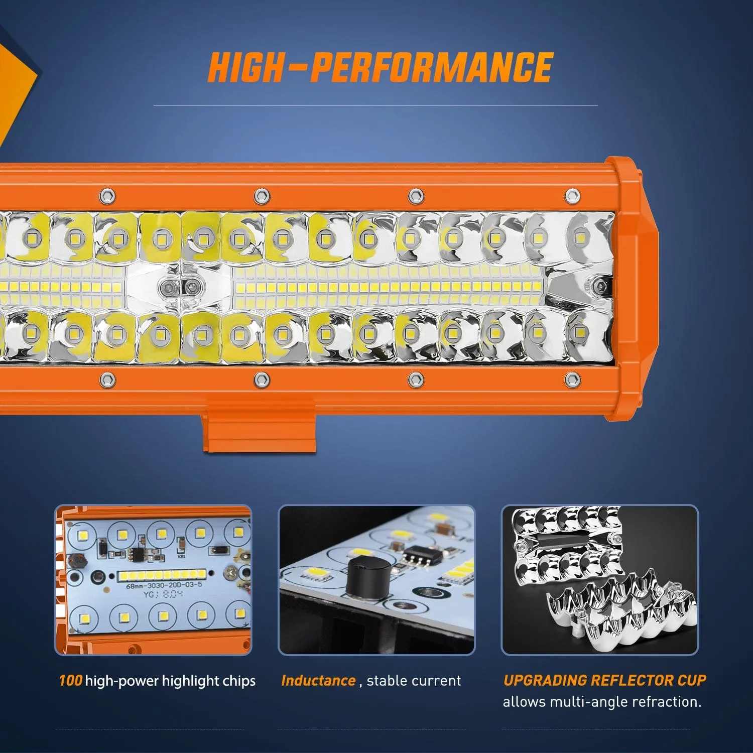 12 Inch 300W Spot Flood Combo Orange Case Led Light Bar