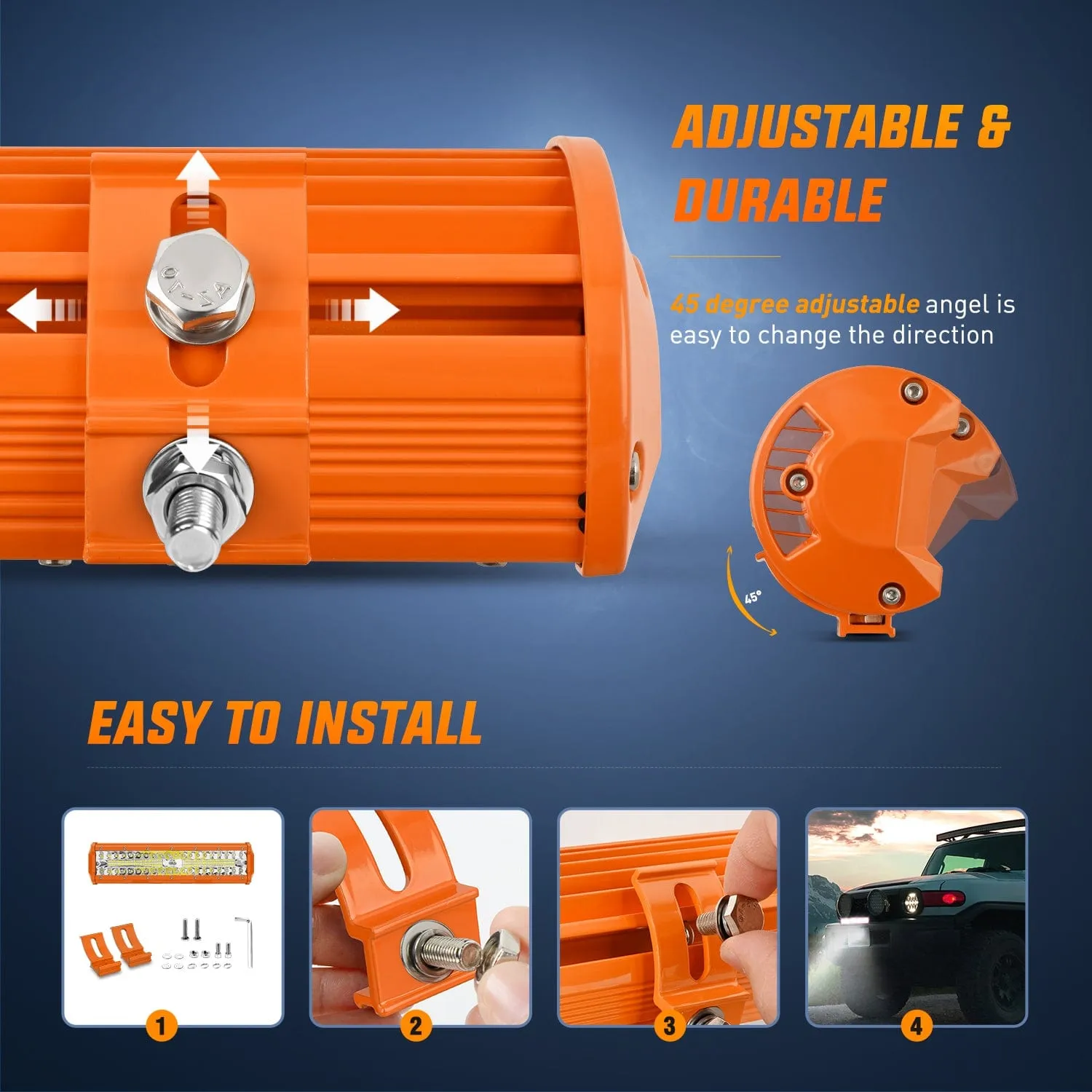 12 Inch 300W Spot Flood Combo Orange Case Led Light Bar