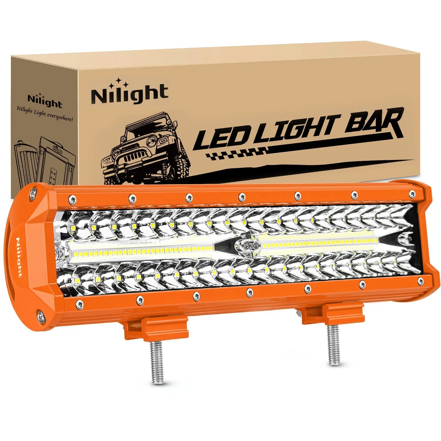 12 Inch 300W Spot Flood Combo Orange Case Led Light Bar