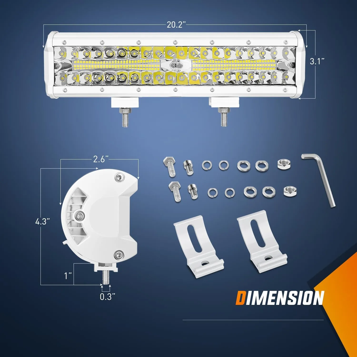 12 Inch 300W Spot Flood Combo White Case Led Light Bar