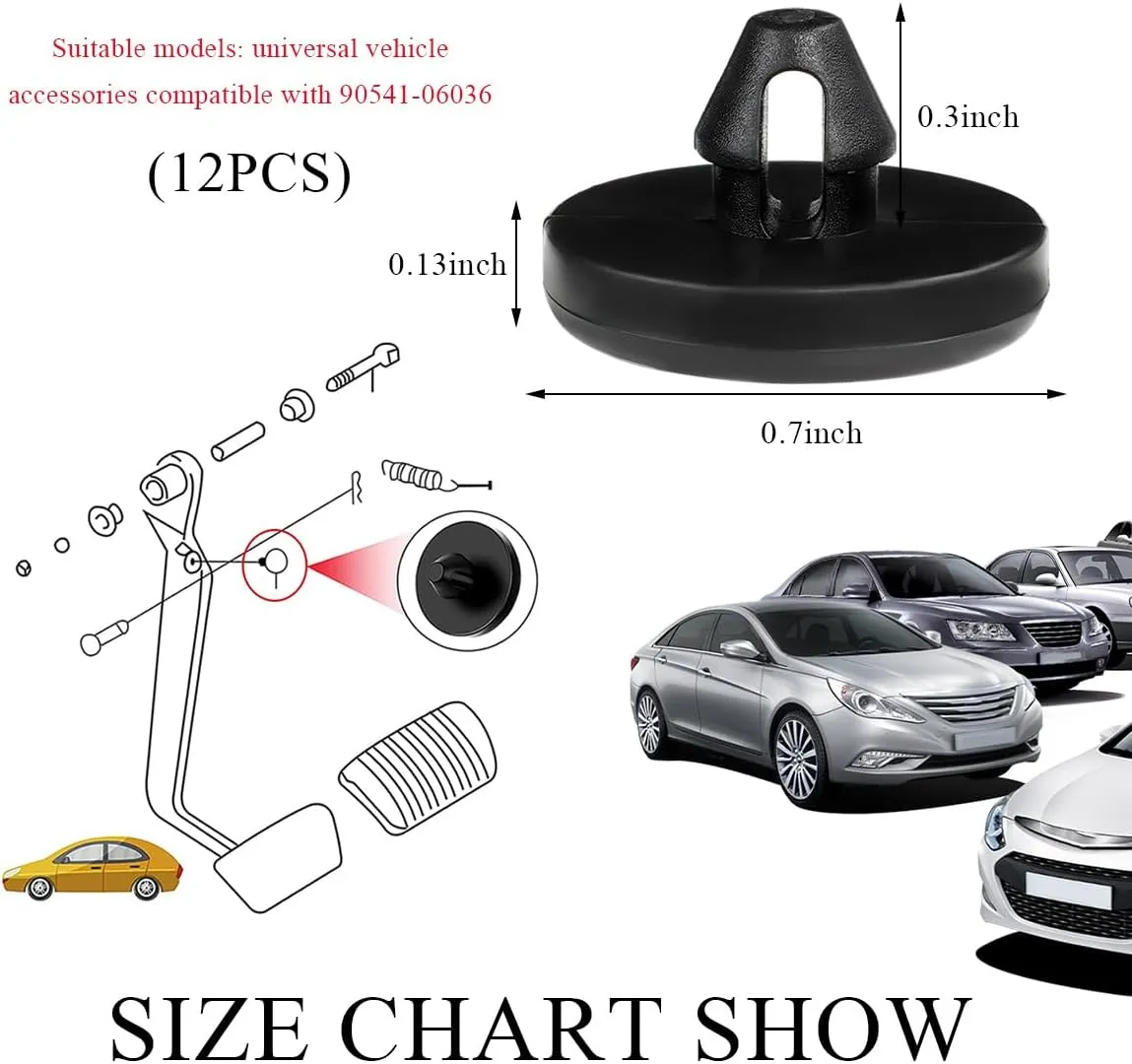 12 PCS Brake Switch Stopper, Auto Stopper Brake Switch Pad, Vehicle Clutch Pedal Stopper Brake Light Switch Stopper Suitable for Car Trucks SUVs, Universal Car Accessories