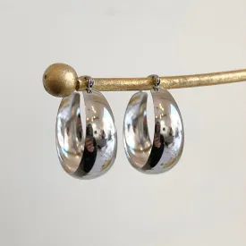 14KT White Gold Chunky Tapered Round Hoop Earrings 27mm