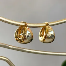 14KT Yellow Gold Puffed Tapered Huggie Hoop Earrings