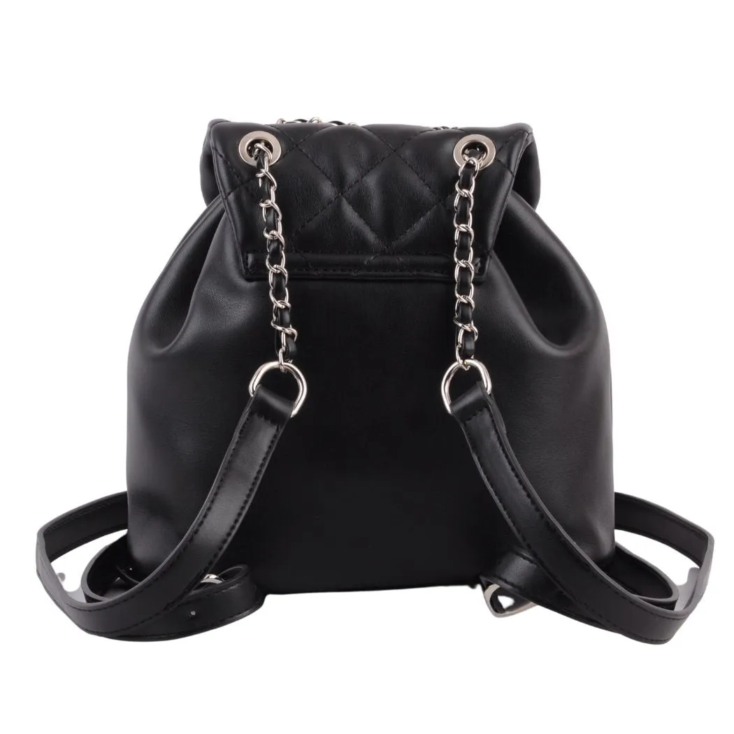 1502 - Quilted Mini Backpack with Chain