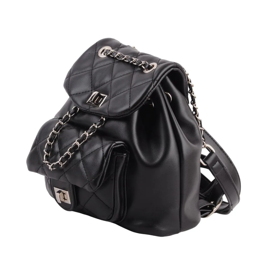 1502 - Quilted Mini Backpack with Chain