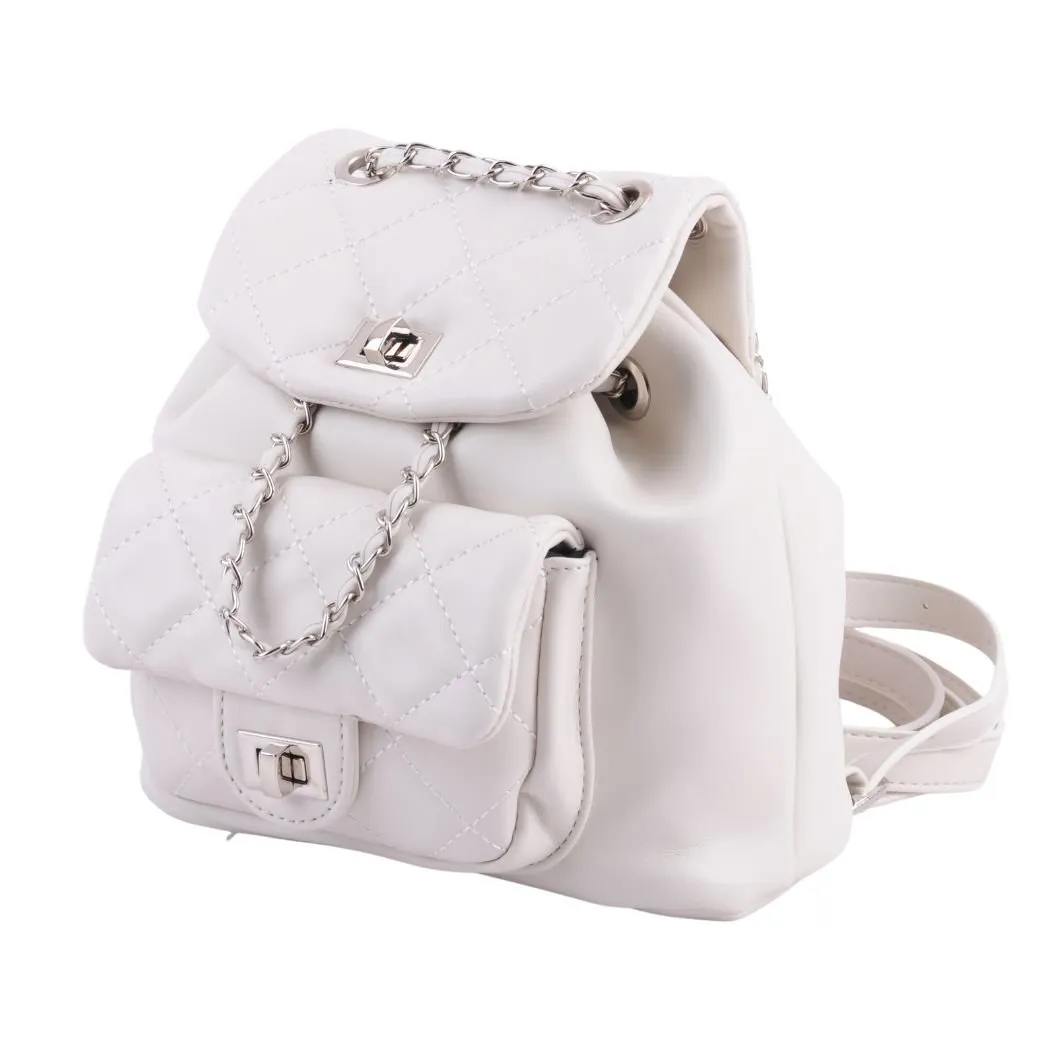 1502 - Quilted Mini Backpack with Chain