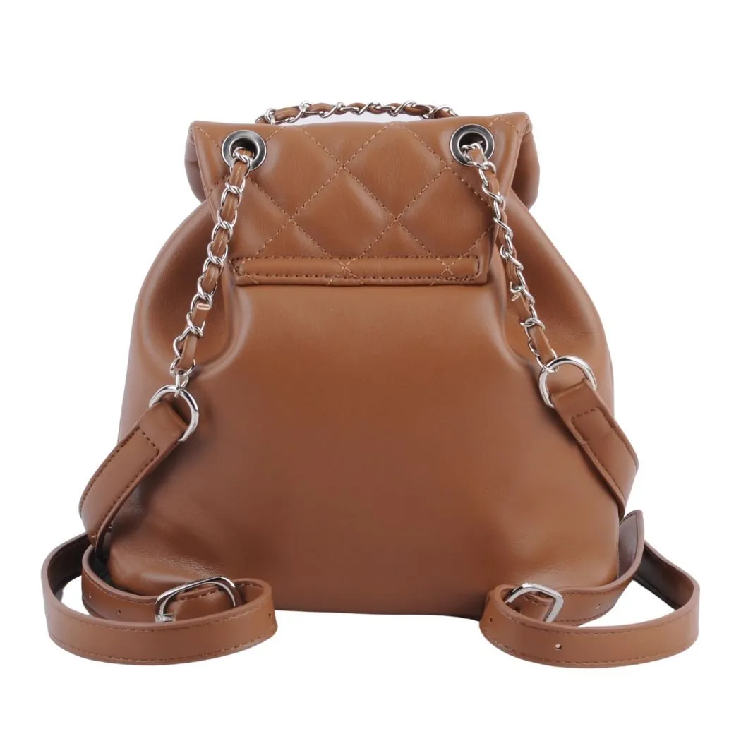 1502 - Quilted Mini Backpack with Chain