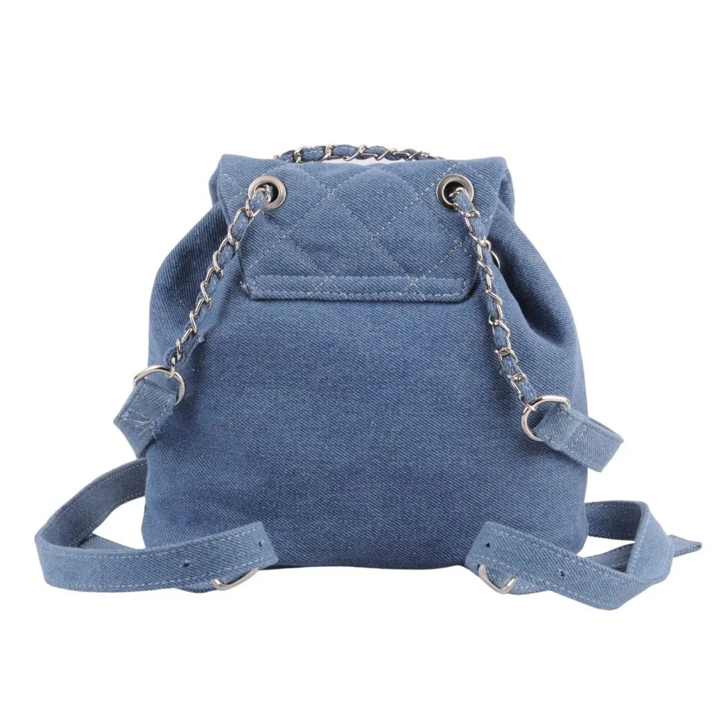 1502 - Quilted Mini Backpack with Chain