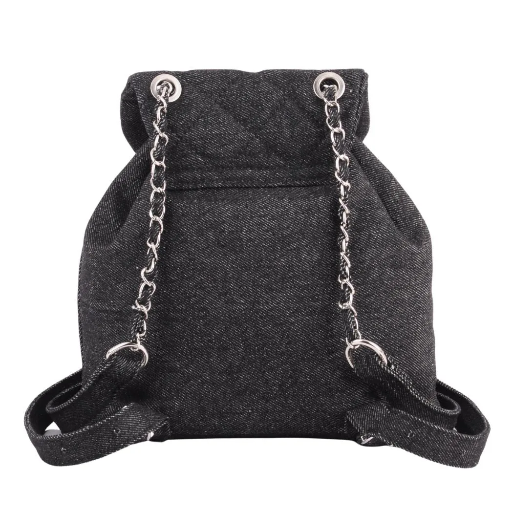 1502 - Quilted Mini Backpack with Chain