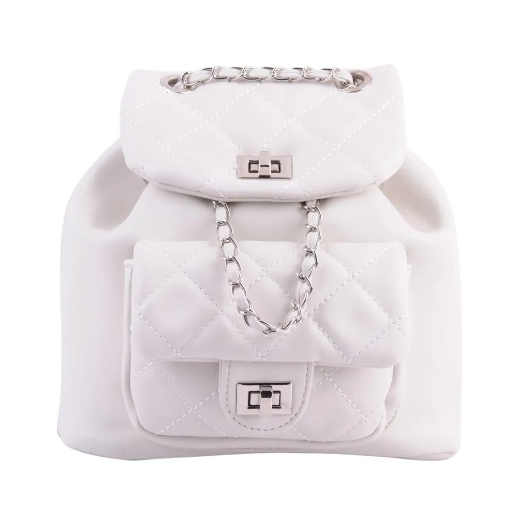 1502 - Quilted Mini Backpack with Chain