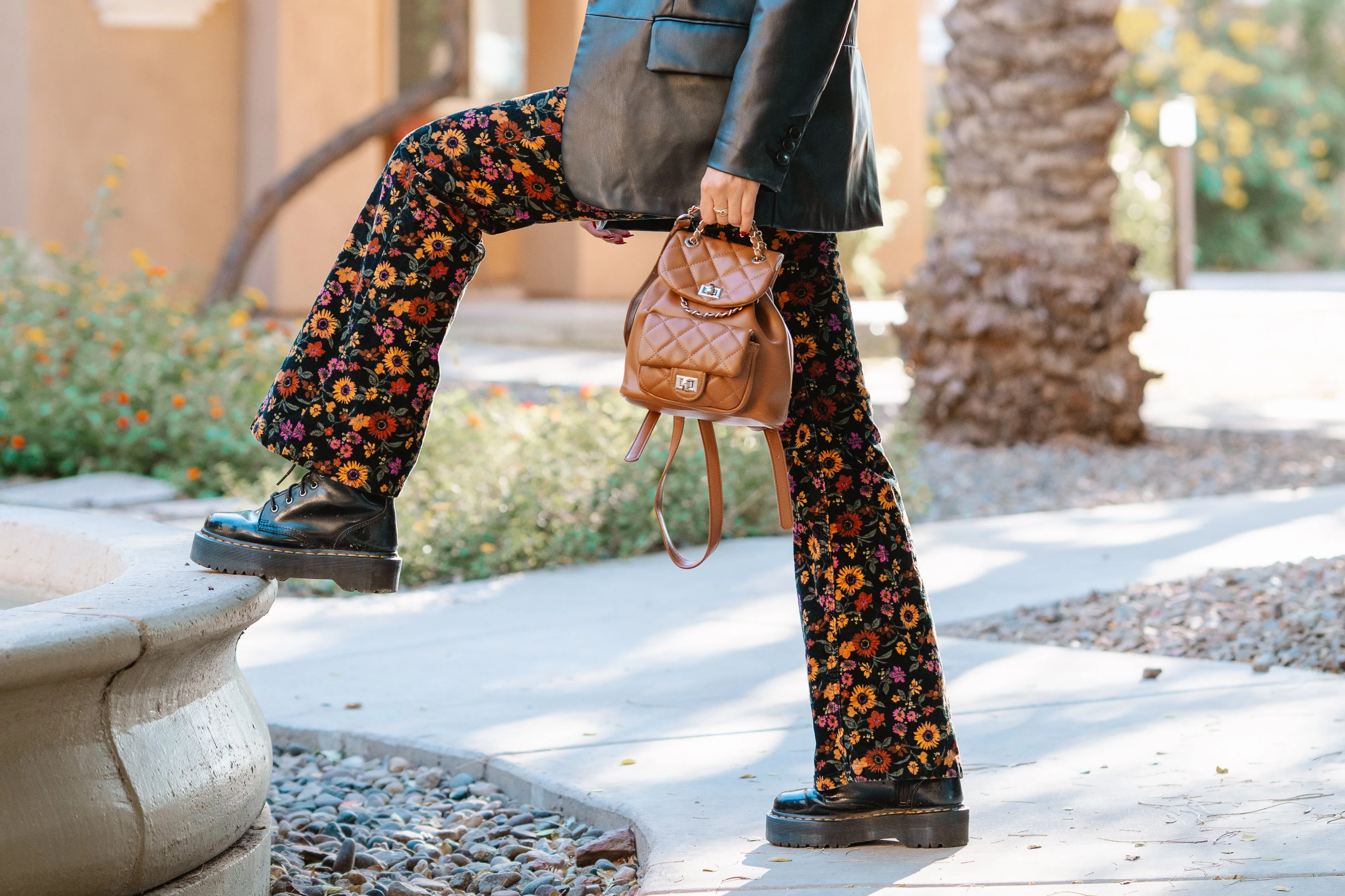 1502 - Quilted Mini Backpack with Chain