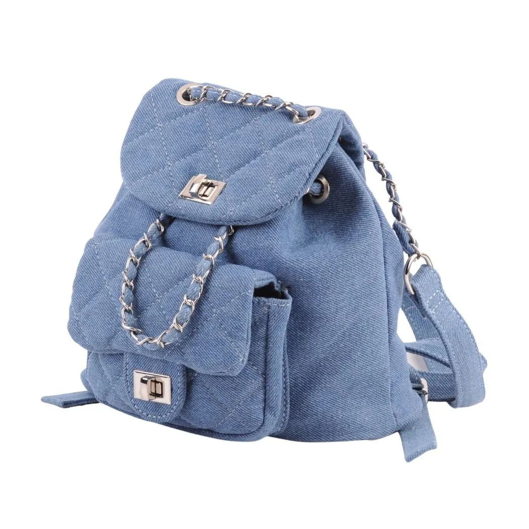 1502 - Quilted Mini Backpack with Chain