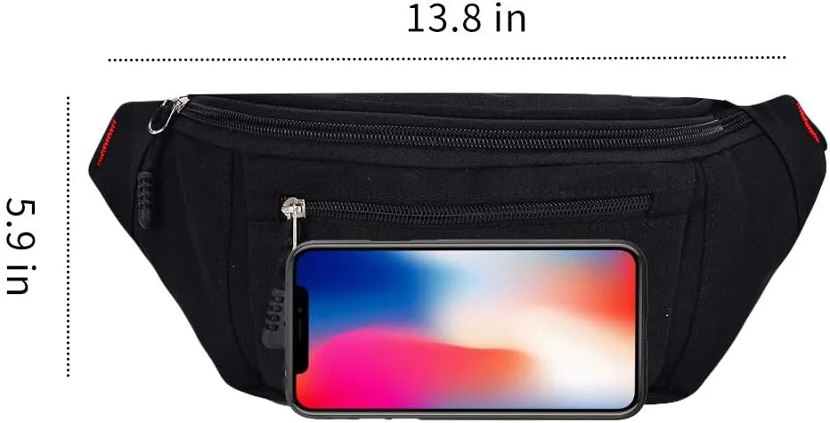 2 Packs Fanny Packs for Men and Women, Water Resistant Sports Waist Pack Bag Hip Bum Bag for Travel Hiking Running (Black   Light Blue)