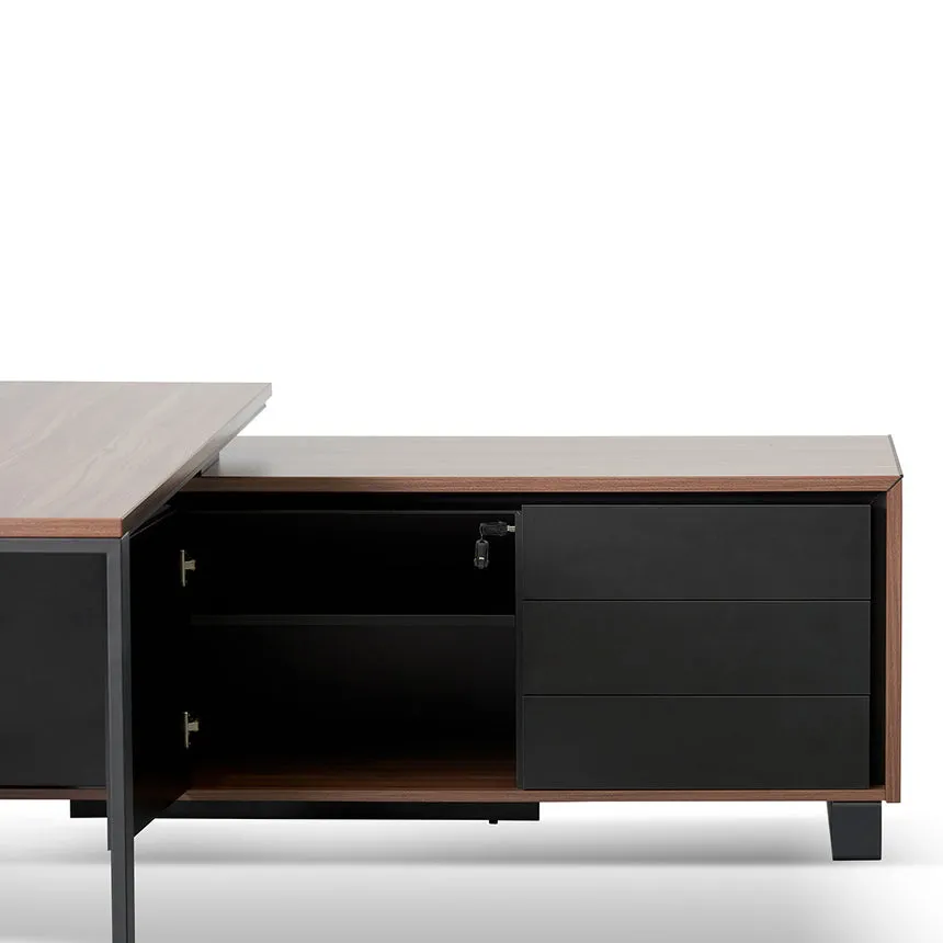 2.3m Right Return Office Desk - Walnut