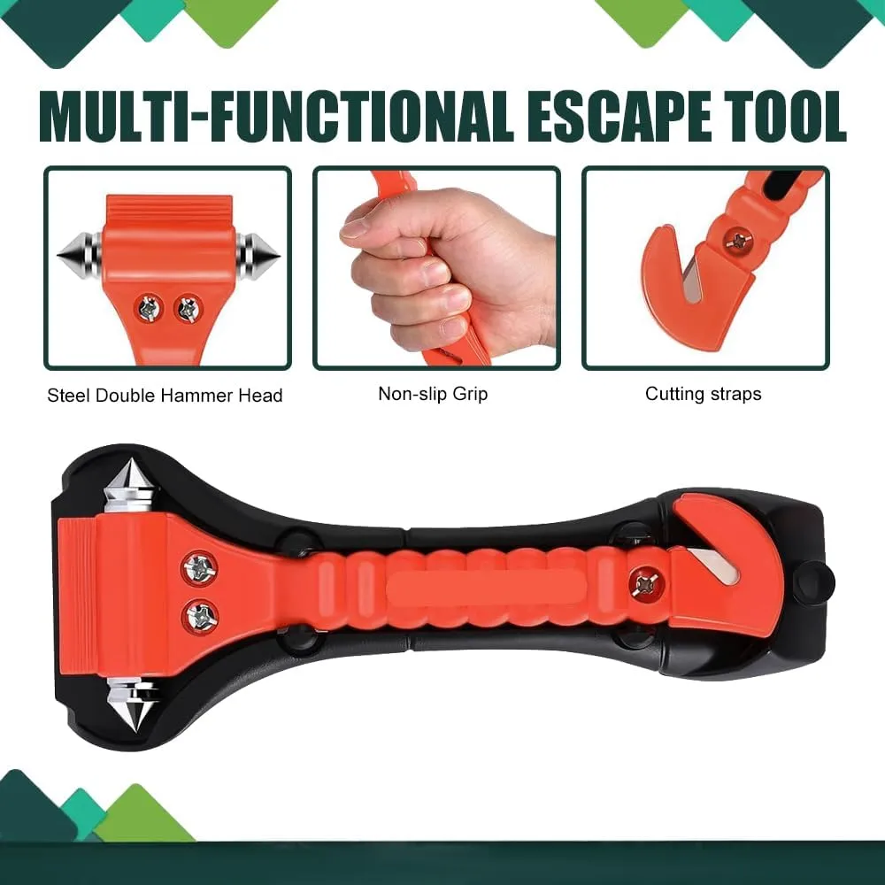 2PCS Car Safety Hammer Set, Window Breaker Seatbelt Cutter, Car Window Glass Hammer Breaker and Seat Belt Cutter Escape Tool for Family and Auto Traffic Accident Emergency Escape (2PCS)