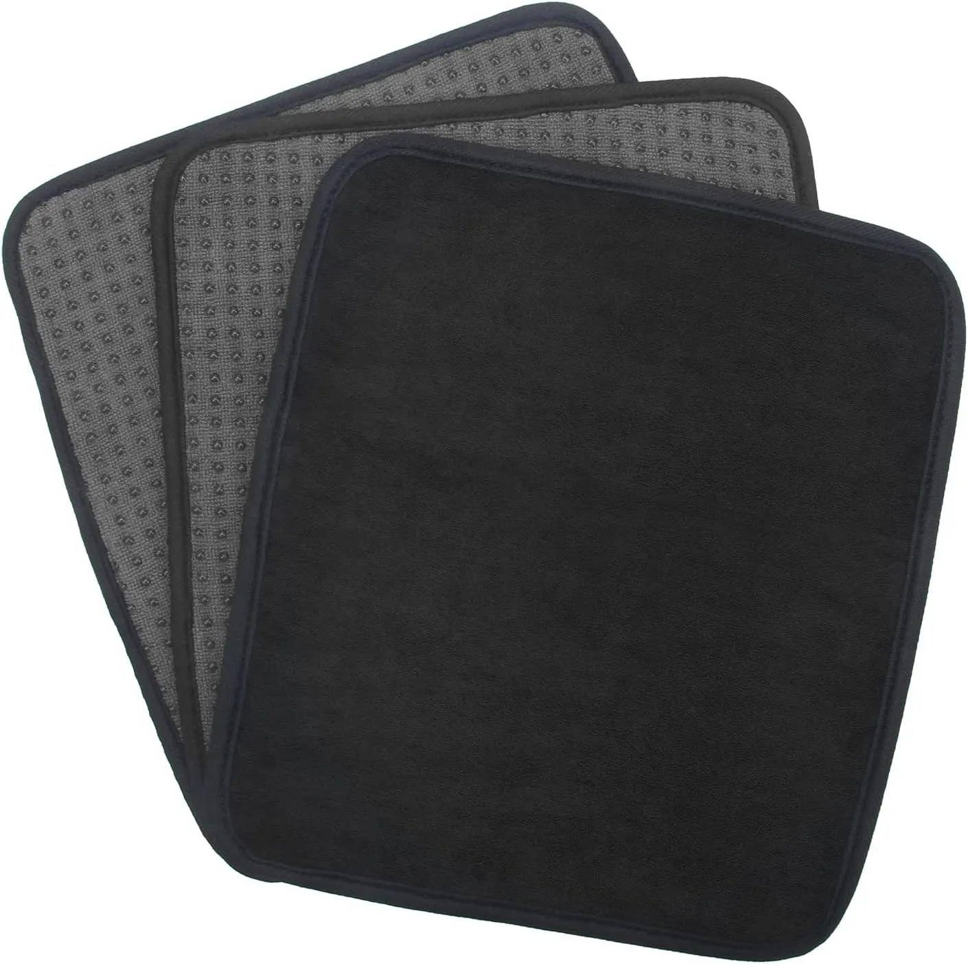 3 Pack Bowling Ball Towels, 10" x 8" Microfiber Bowling Shammy Accessories with Easy-Grip Dots Non-Slip (Black)