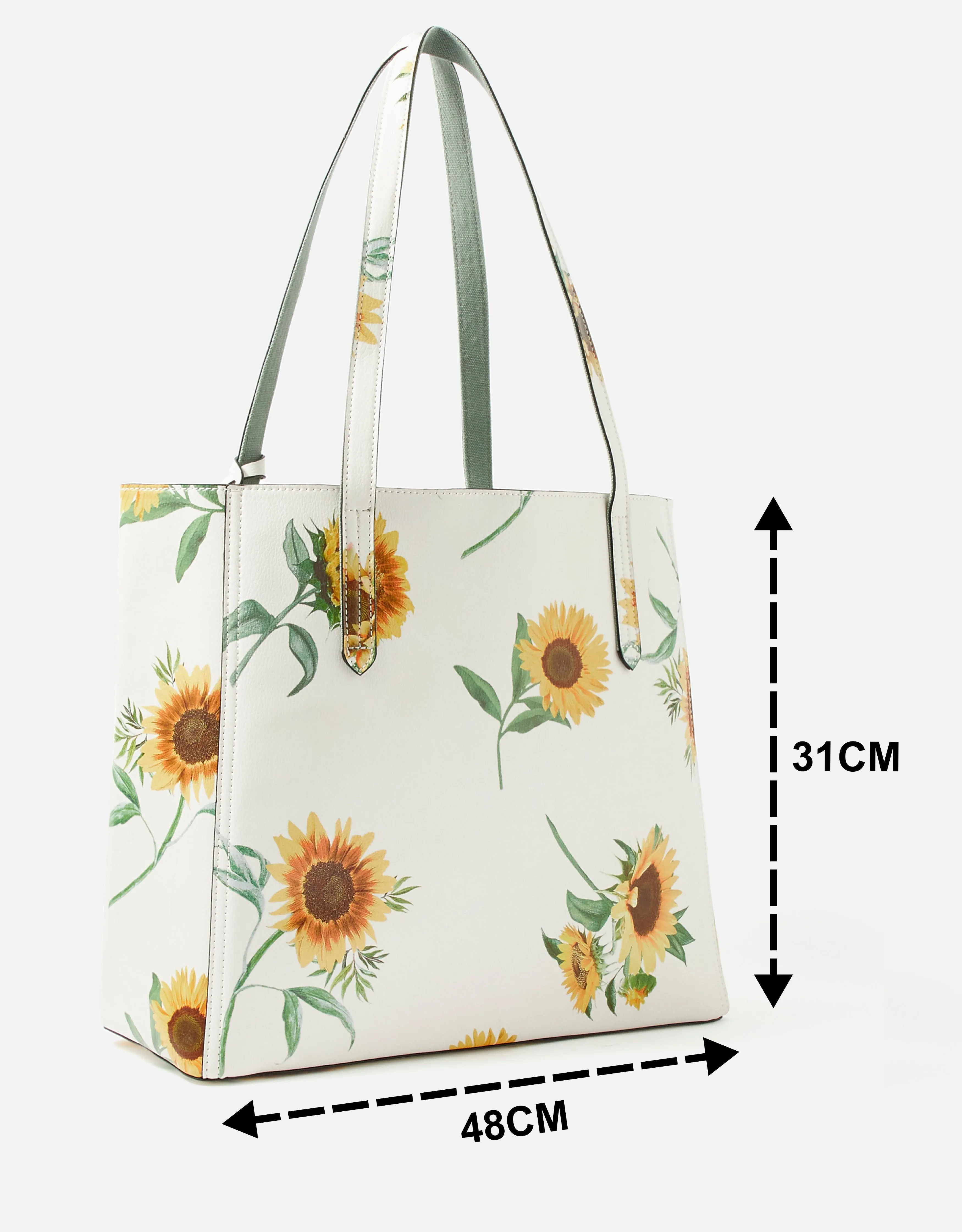 Accessorize London women's Faux Leather Sunflower Print Reversible Tote Bag