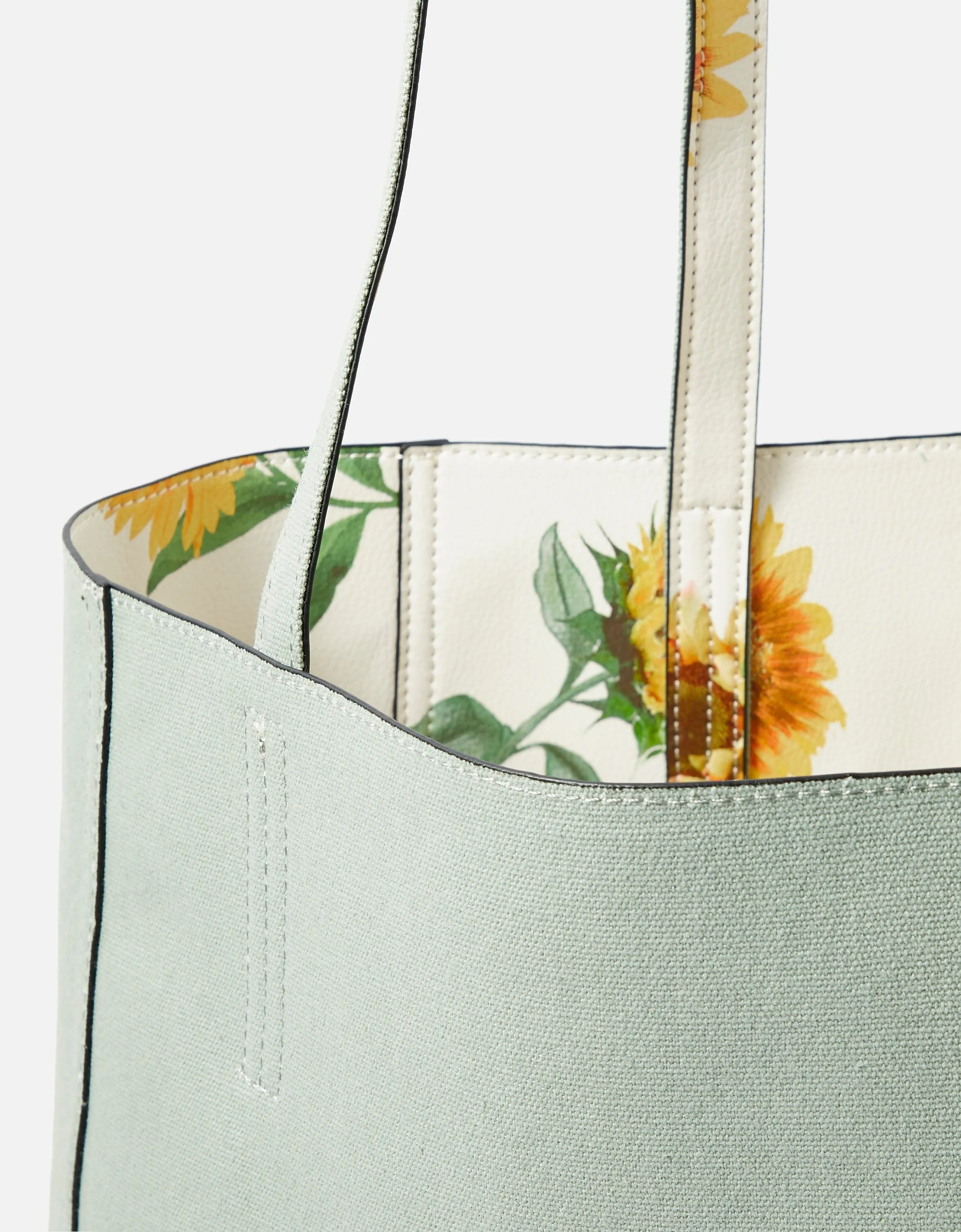 Accessorize London women's Faux Leather Sunflower Print Reversible Tote Bag