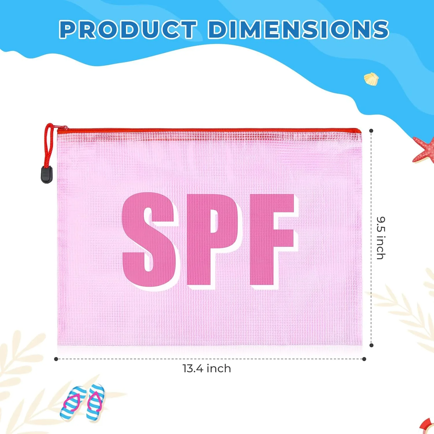 Aileam 4PCS SPF Makeup Bag Clear Zippered SPF Bag Cosmetic Pouch Waterproof Travel Toiletry Organizer for Women Varsity Letter Patch Beach Pool Essentials