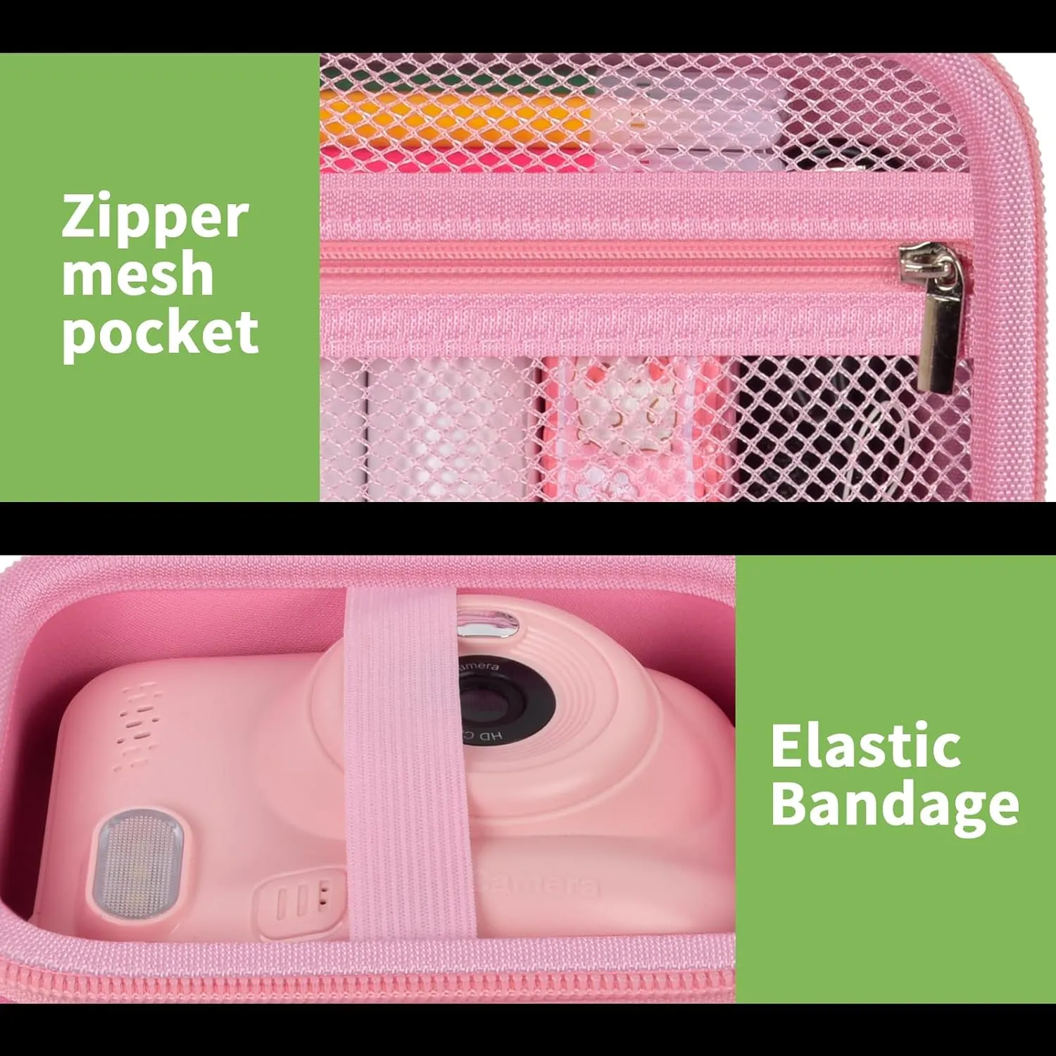 ALKOO Instant Print Camera Case Compatible with Gofunly Camera, Digital Camera Bag for Esoxoffore/for LETSHAHA/for JPVERLY/for Hangrui, Storage for Printer Paper and 32GB SD Card- Pink (Box Only)