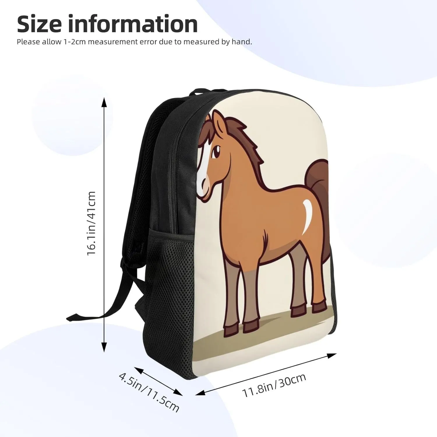 Backpack Travel Laptop Backpack for Men Women Lightweight Rucksack Simple Horse Cartoon Casual Daypack