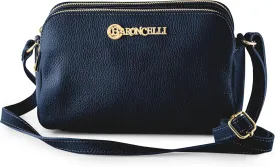 Baroncelli Crossbody Bag Made in Italy with Long Stripe Genuine Italian Soft Leather