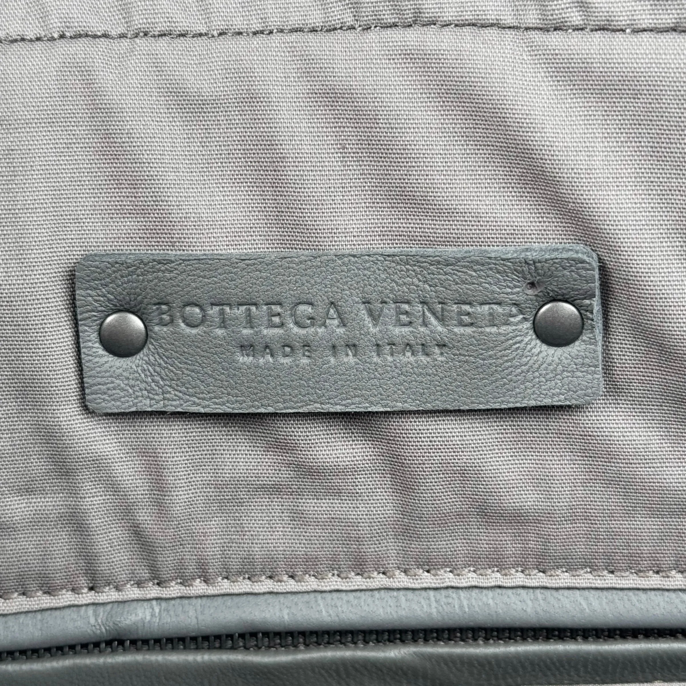 Bottega Veneta Grey Intrecciato Trimmed Leather Briefcase