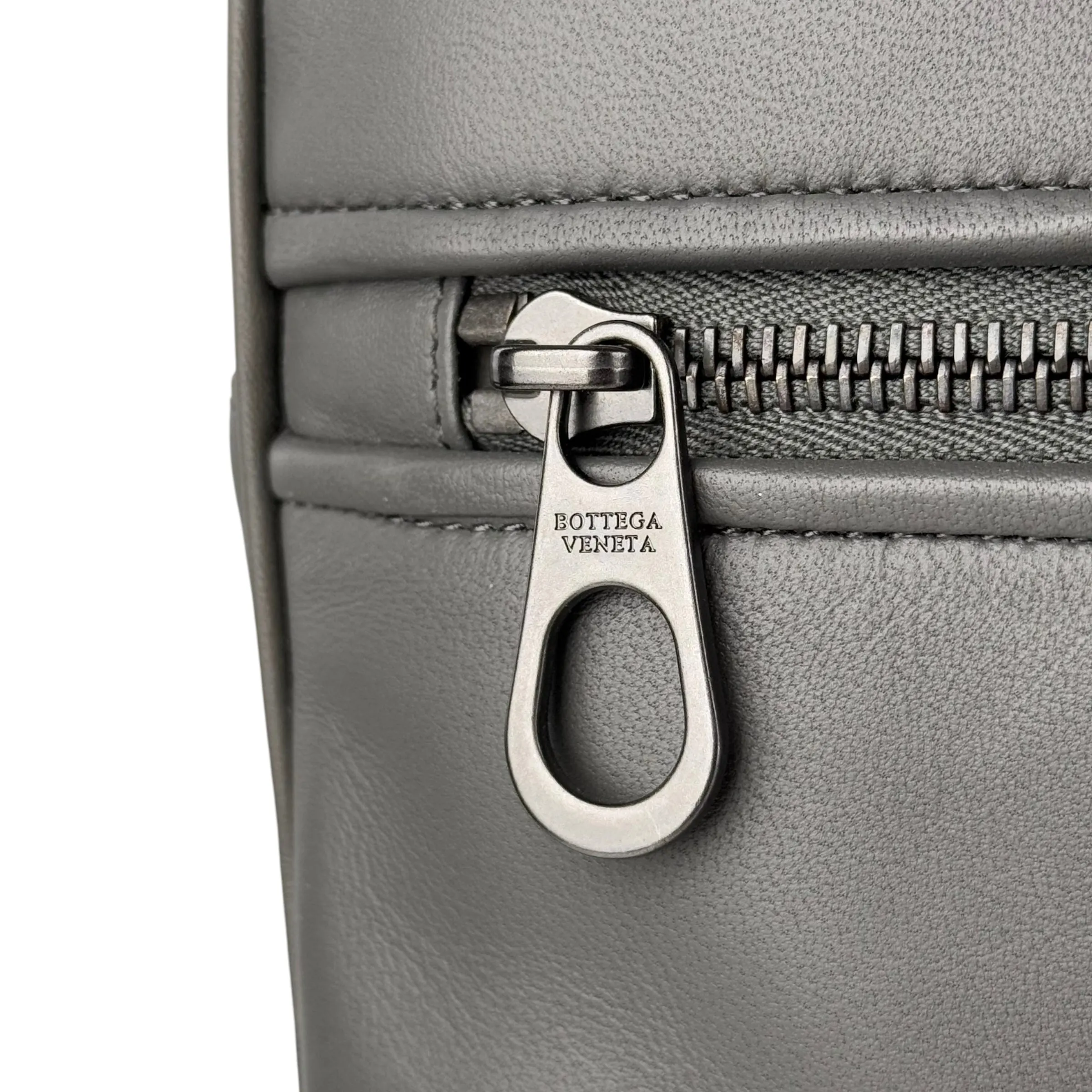 Bottega Veneta Grey Intrecciato Trimmed Leather Briefcase