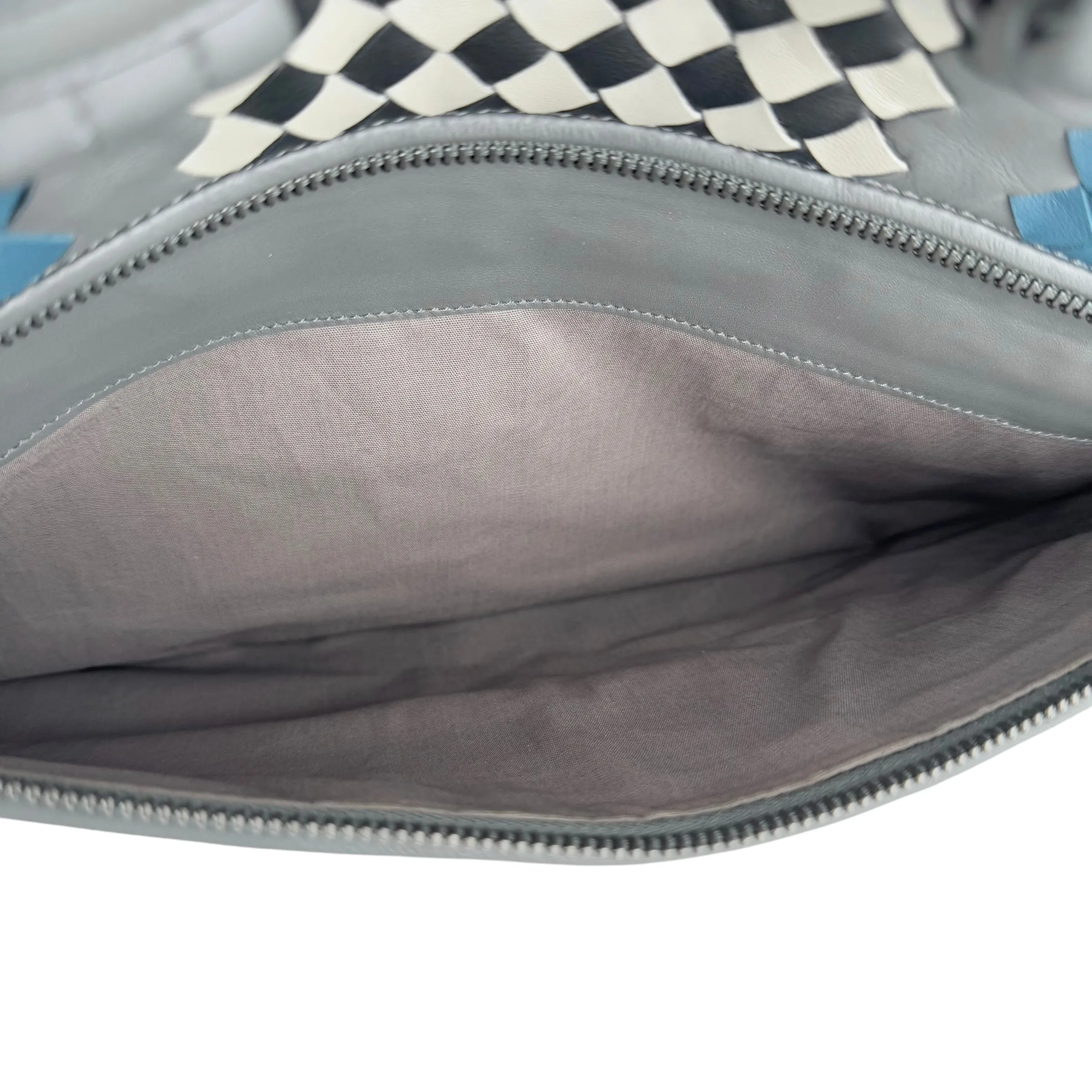 Bottega Veneta Grey Intrecciato Trimmed Leather Briefcase