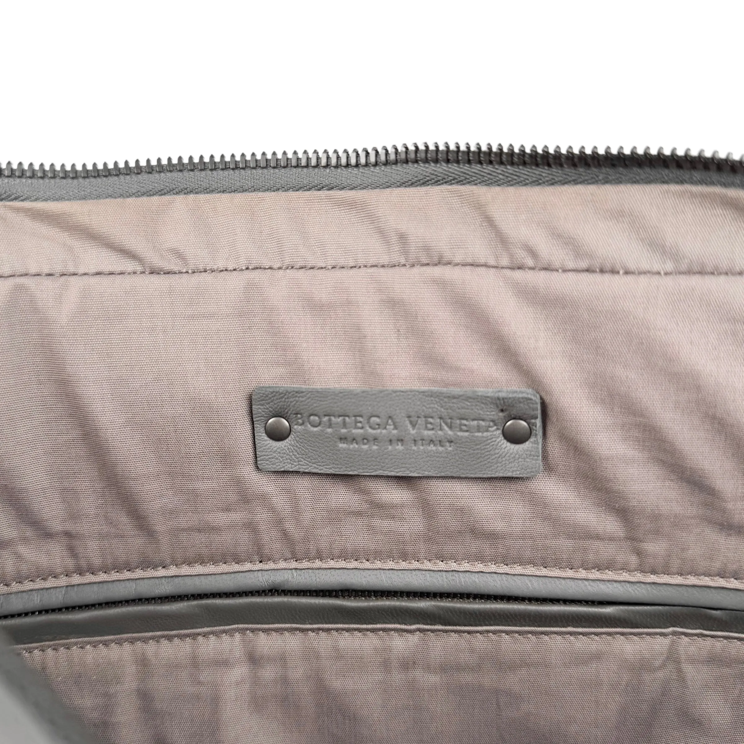 Bottega Veneta Grey Intrecciato Trimmed Leather Briefcase