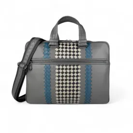 Bottega Veneta Grey Intrecciato Trimmed Leather Briefcase