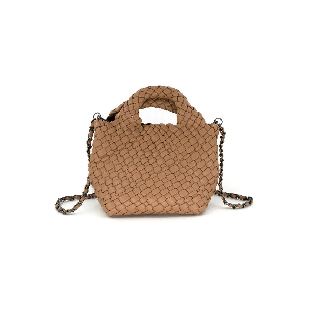 Braided Faux Leather Mini Tote Bag