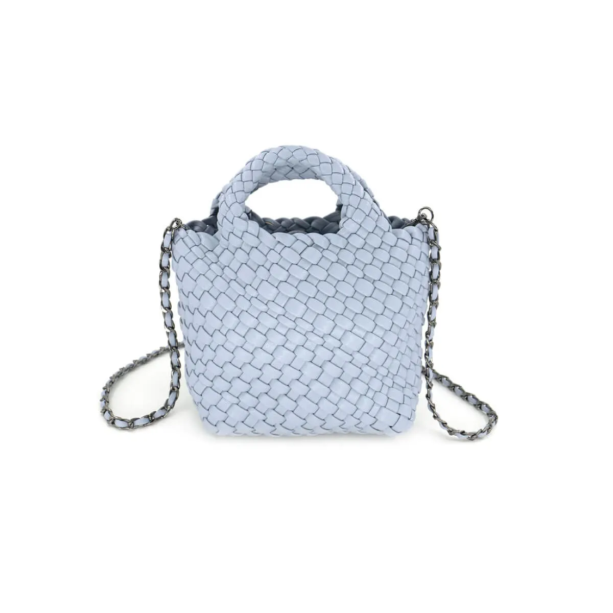 Braided Faux Leather Mini Tote Bag