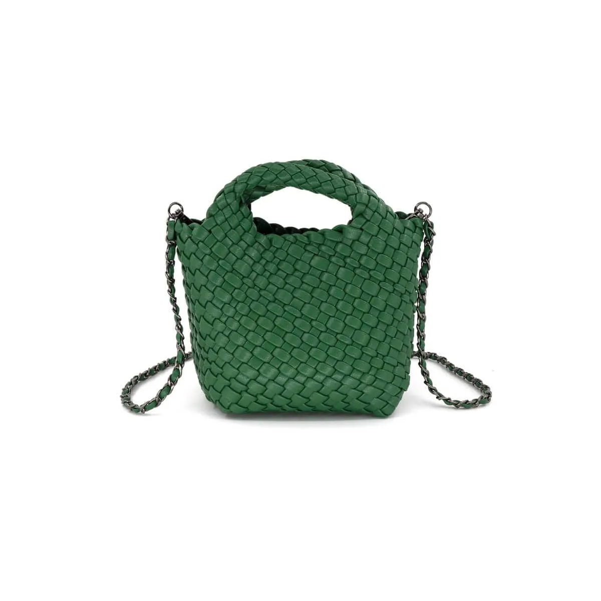 Braided Faux Leather Mini Tote Bag