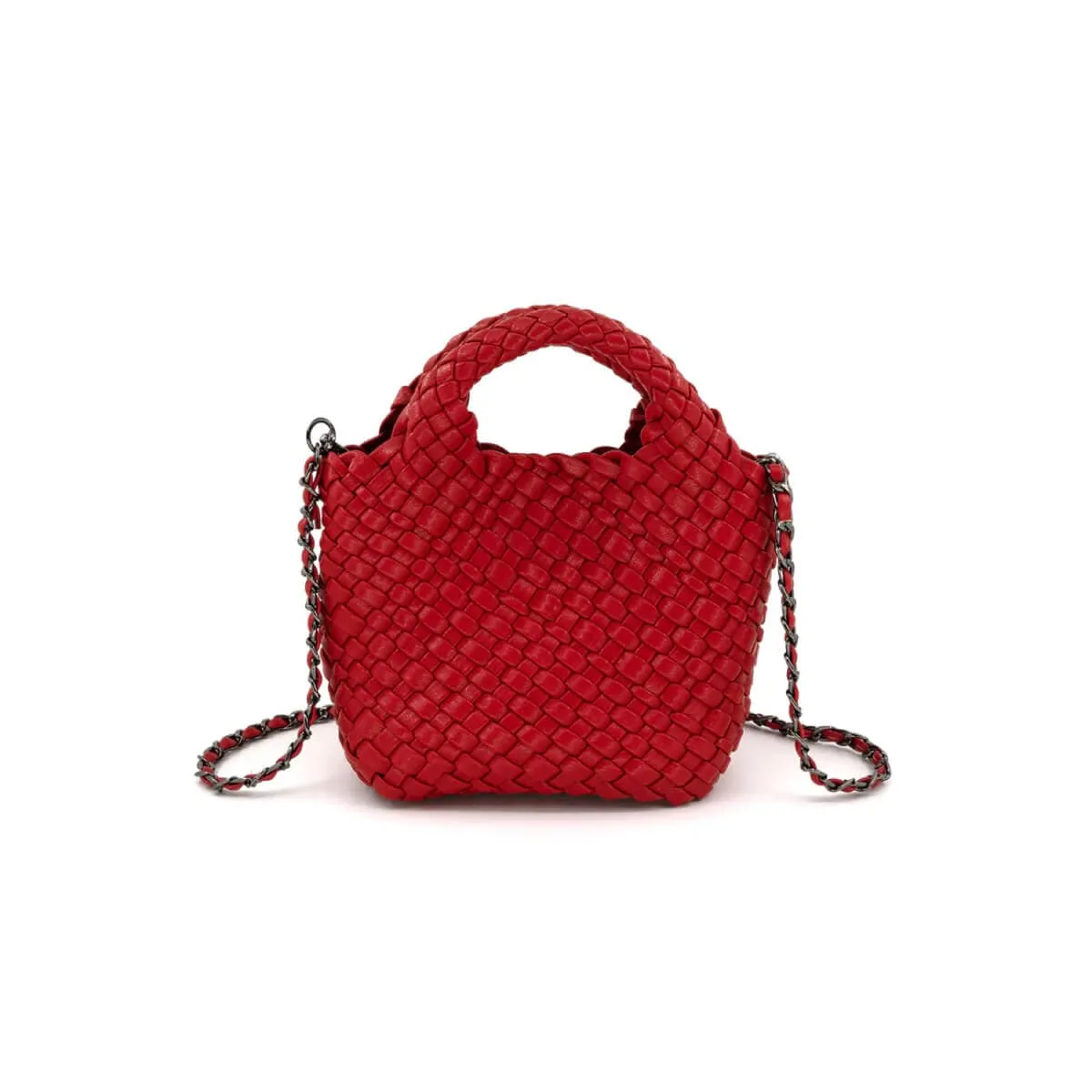 Braided Faux Leather Mini Tote Bag