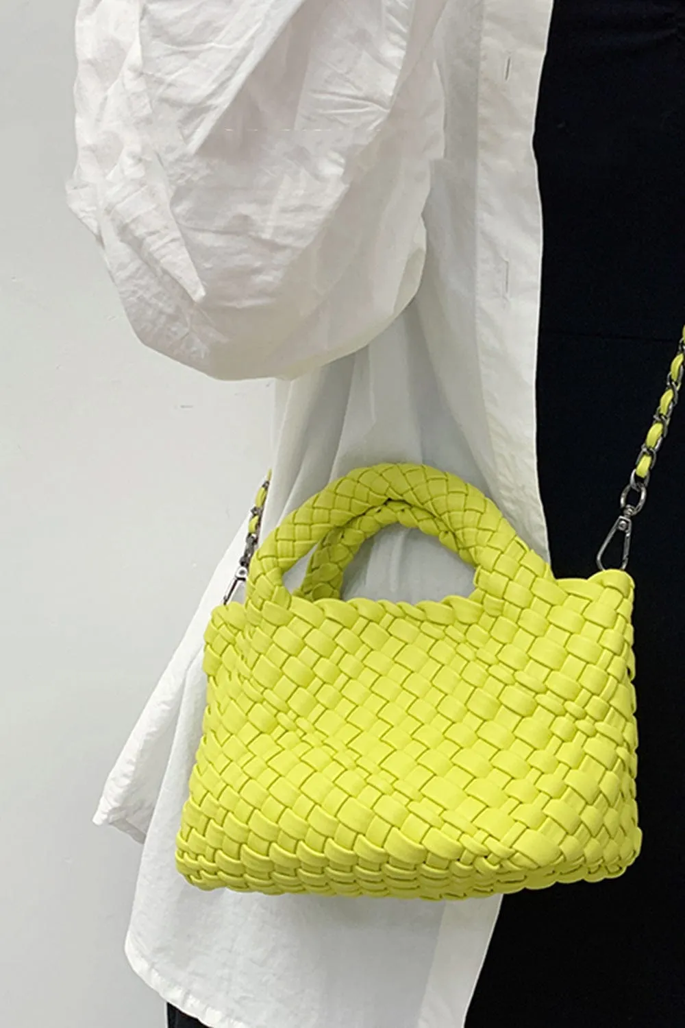 Braided Faux Leather Mini Tote Bag