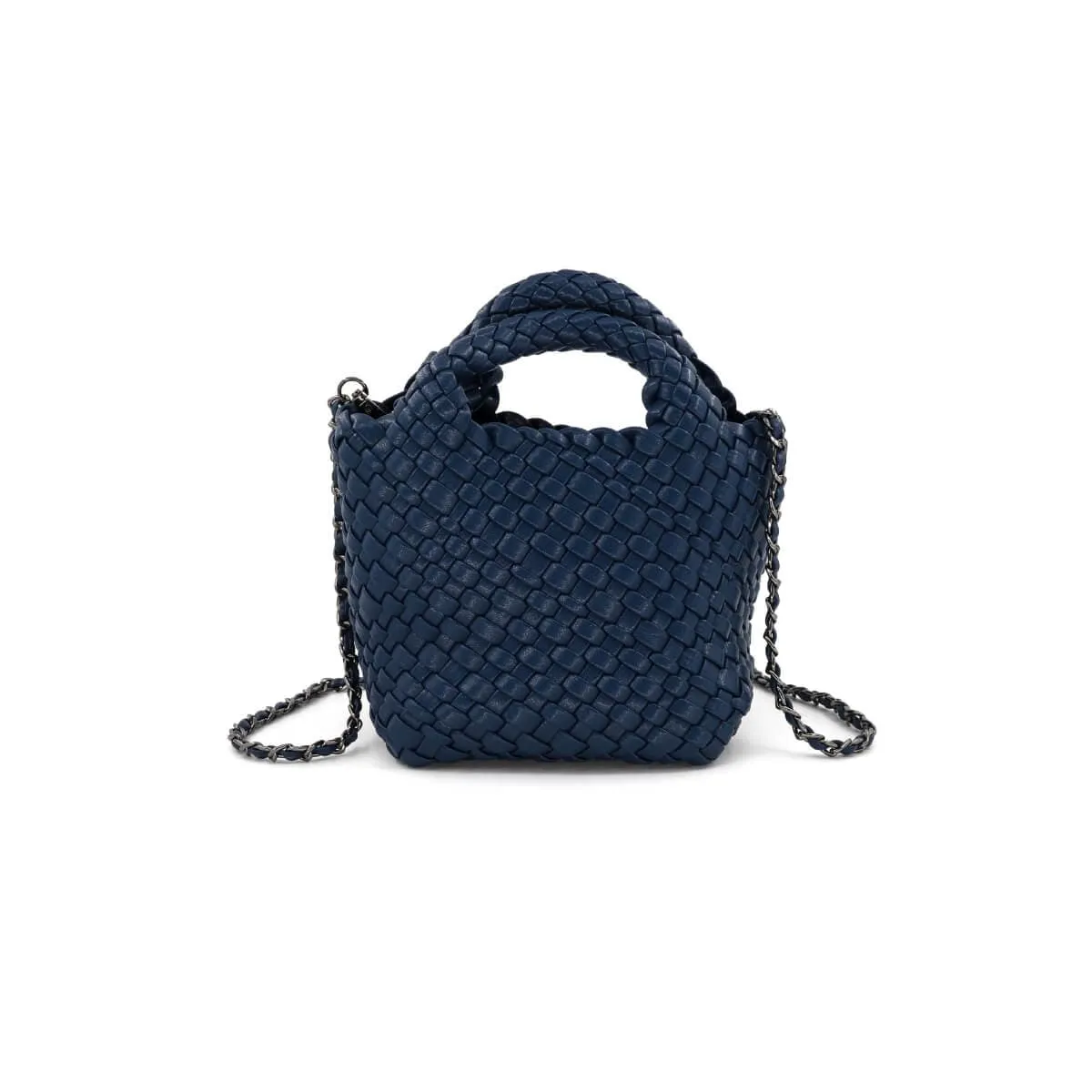 Braided Faux Leather Mini Tote Bag