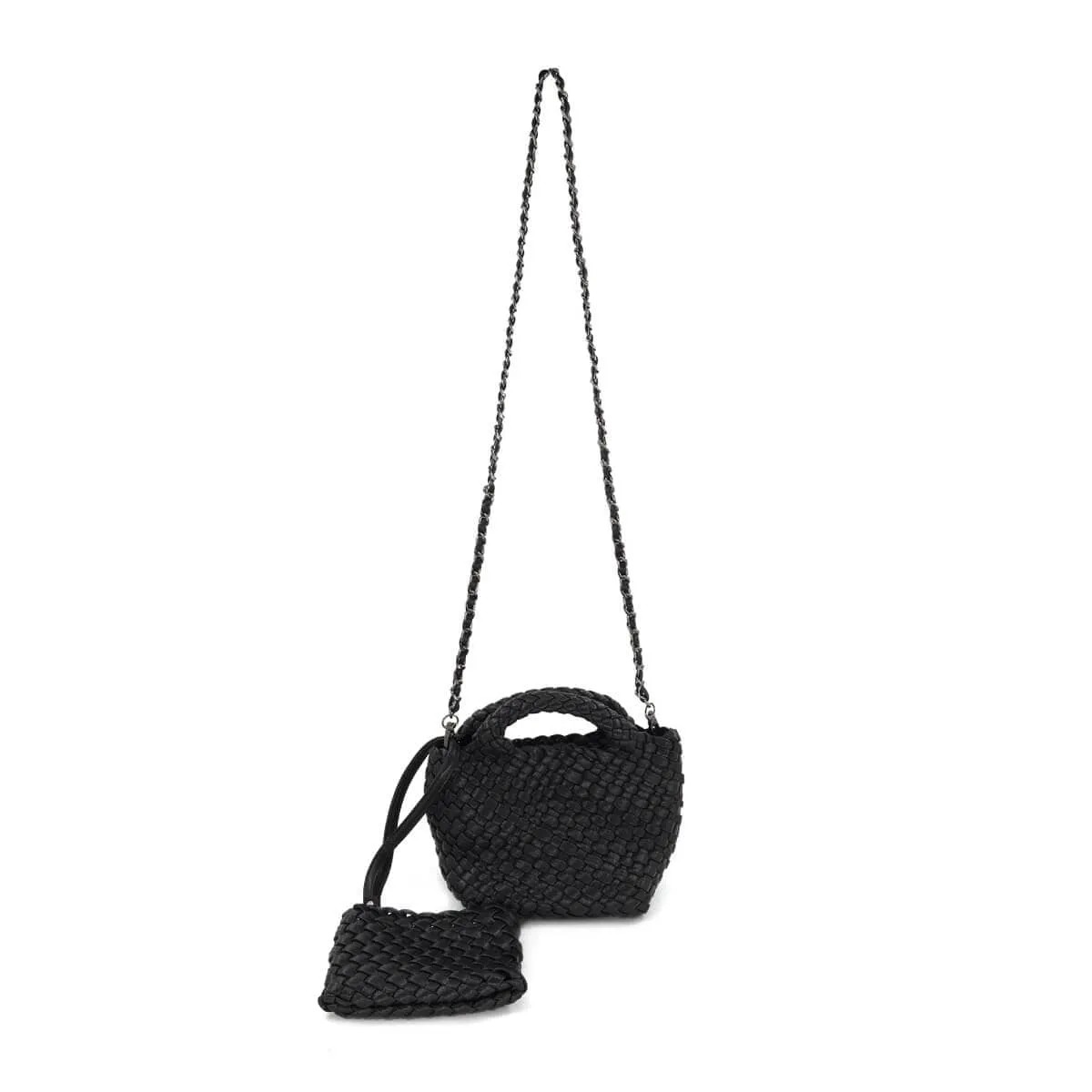 Braided Faux Leather Mini Tote Bag