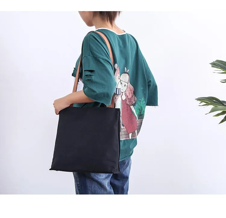 Canvas Mens Womens 11" Simple Tote Bag Handbag Tote Bag Shoulder Bag Tote Purse For Men