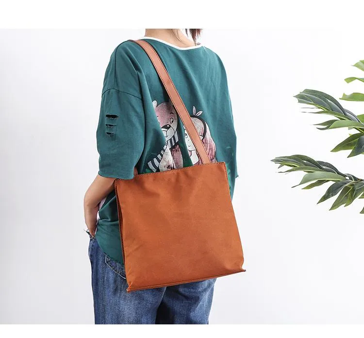 Canvas Mens Womens 11" Simple Tote Bag Handbag Tote Bag Shoulder Bag Tote Purse For Men