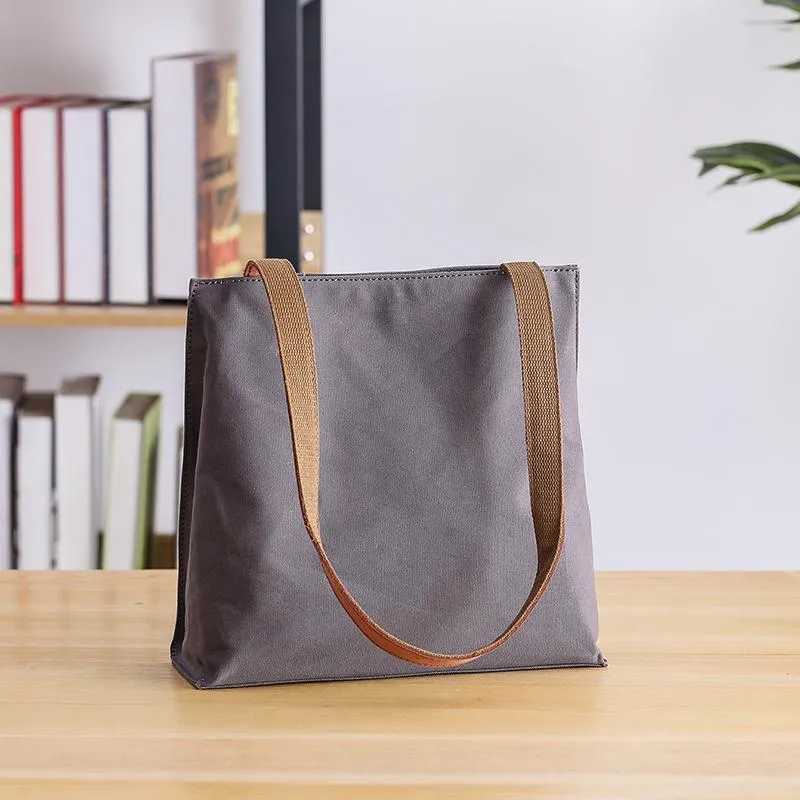 Canvas Mens Womens 11" Simple Tote Bag Handbag Tote Bag Shoulder Bag Tote Purse For Men