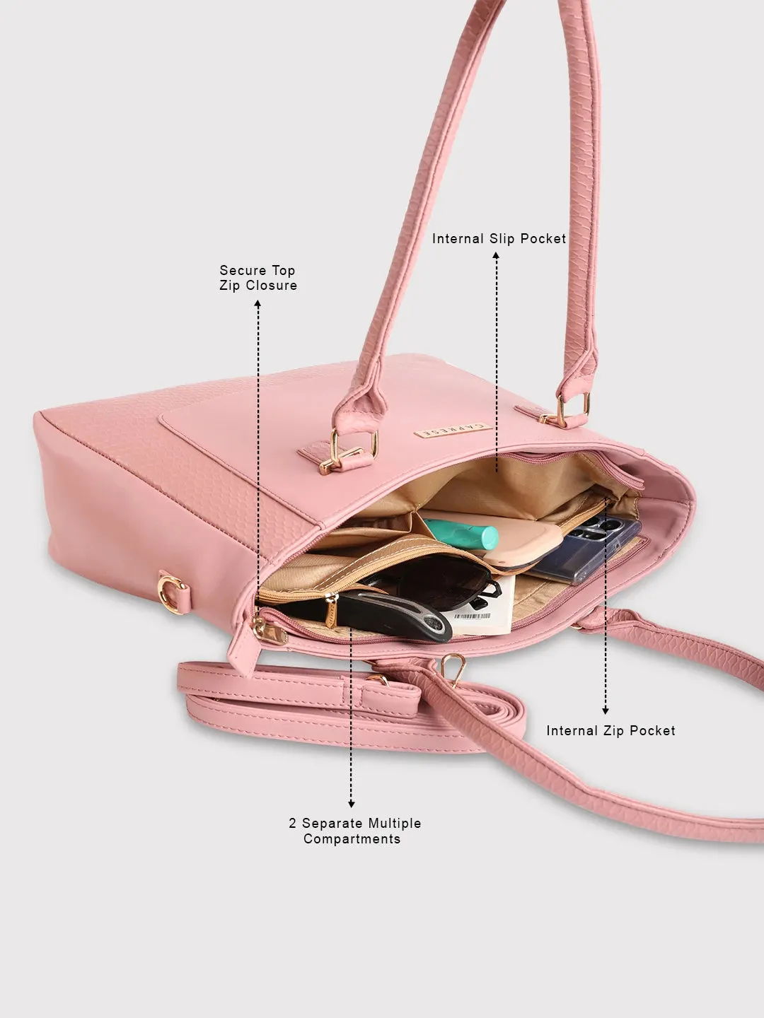 Caprese Fiona Tote Large Office Handbag Light Pink