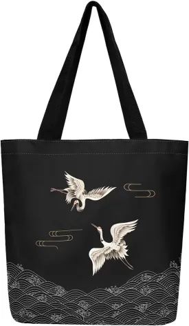 Castle Fairy Eastern Style Canvas Tote Bag 19.7x5.1 Inch Ink Painting Style Aesthetic Tote Bag for Adults Shopping Gym
