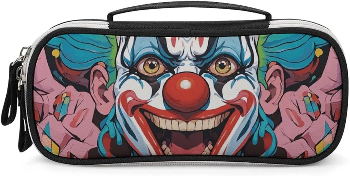 Clowns Leather Makeup Bag Portable Small Cosmetic Organizer Waterproof Toiletry Bags Brushes Pencils And Travel Make Up Accessories