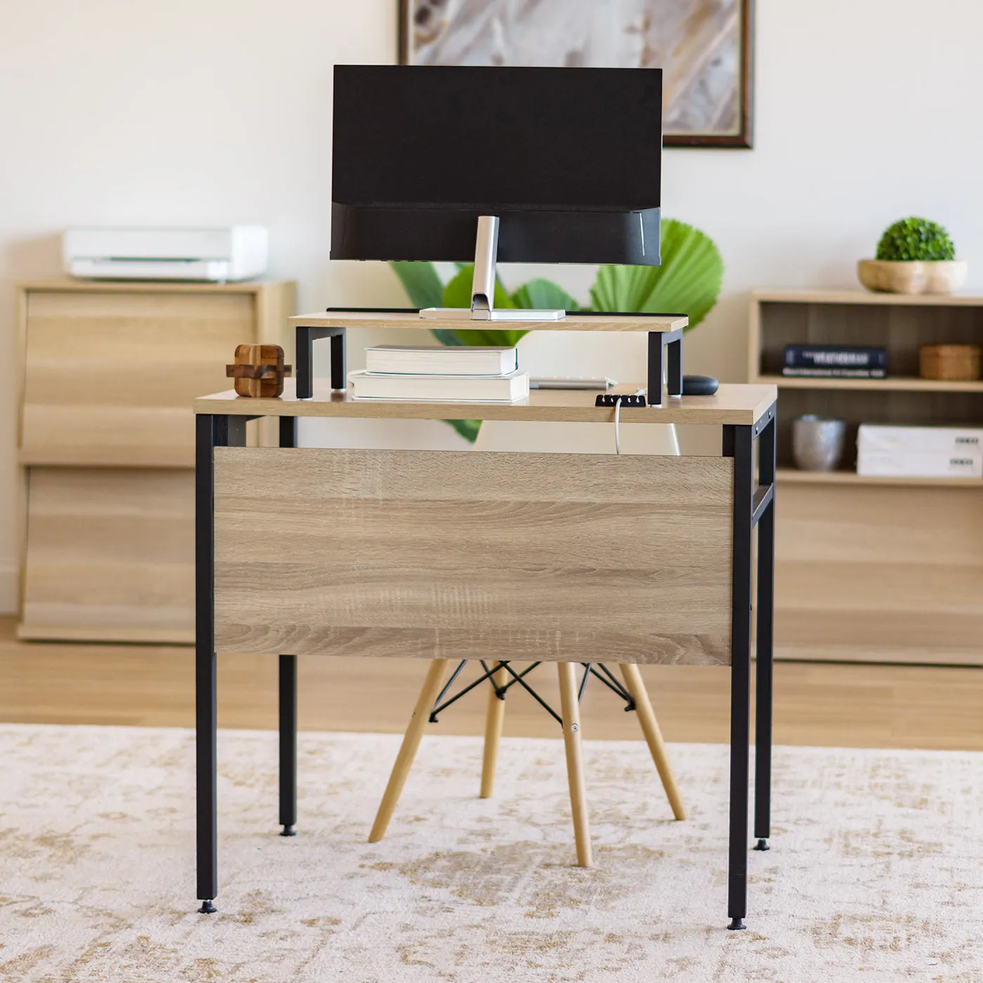 Computer Desk With Monitor Stand and Cable management