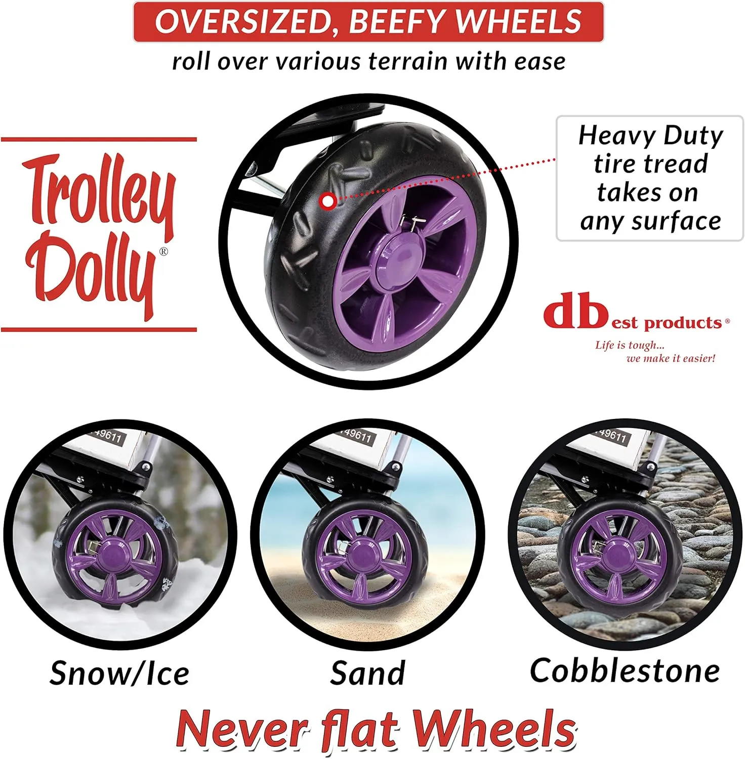 dbest products Trolley Dolly Purple Bungee Cord Bundle Foldable Shopping cart for Groceries with Wheels and Removable Bag and Rolling Personal Handtruck Standard, 1 Unit