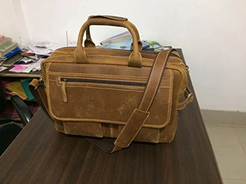 Devil Hunter 16 Inch Vintage Buffalo Leather Messenger Satchel Laptop Briefcase Men'S Bag Crazy