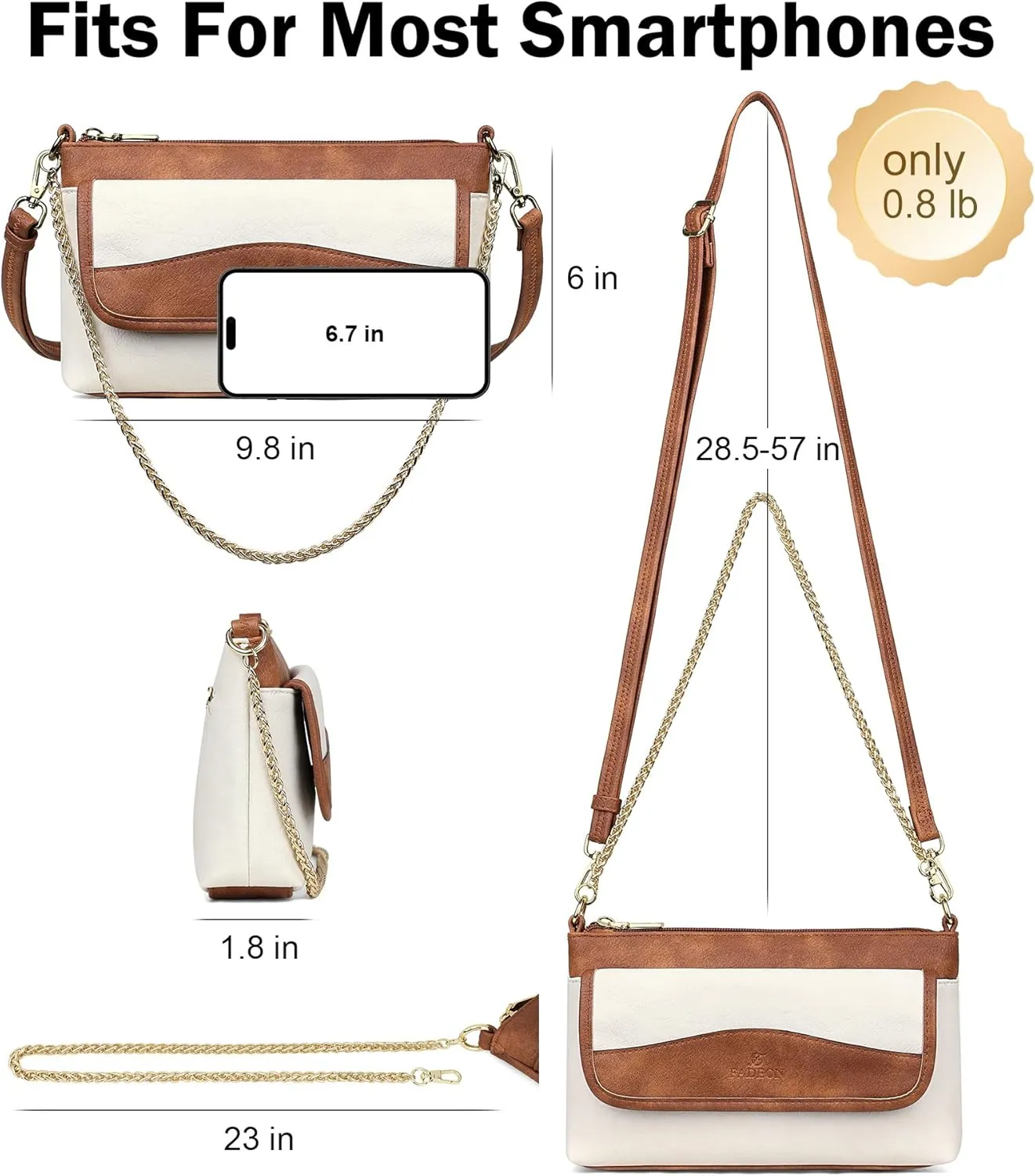 FADEON Wristlet Clutch Purses for Women,Vegan Leather Crossbody Bags Designer Women Wallet Purse with Chain Strap