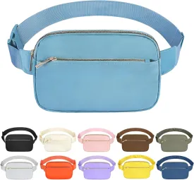 Fashion Fanny Bag-Waist Pack With Adjustable Belt Bag-Unisex Crossbody Pack For Travel Running Hiking-Light Blue