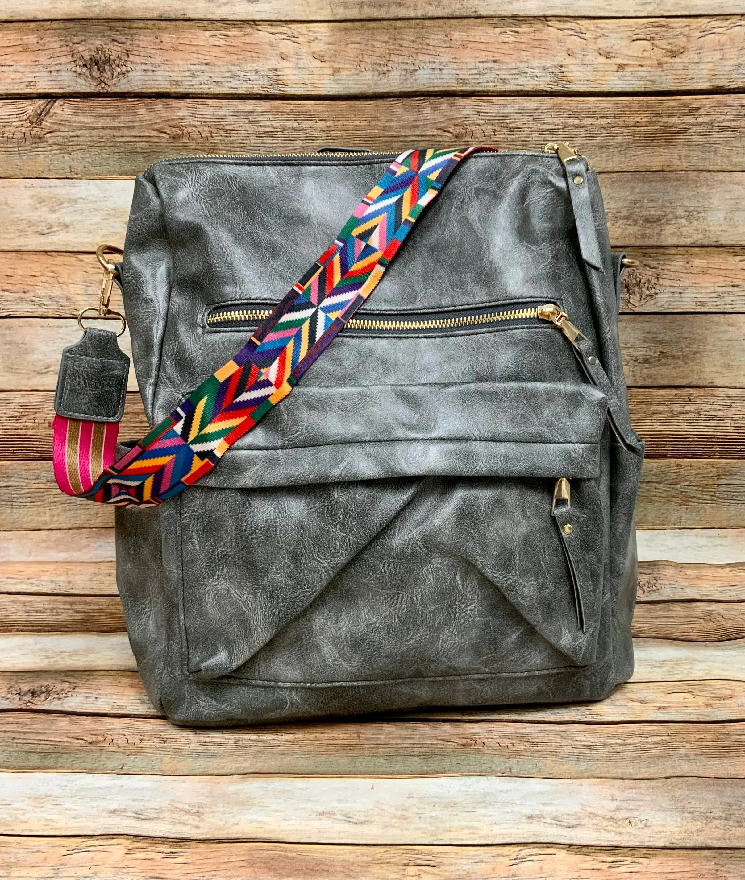 Fashionable Faux Leather Backpacks with Guitar Shoulder Straps